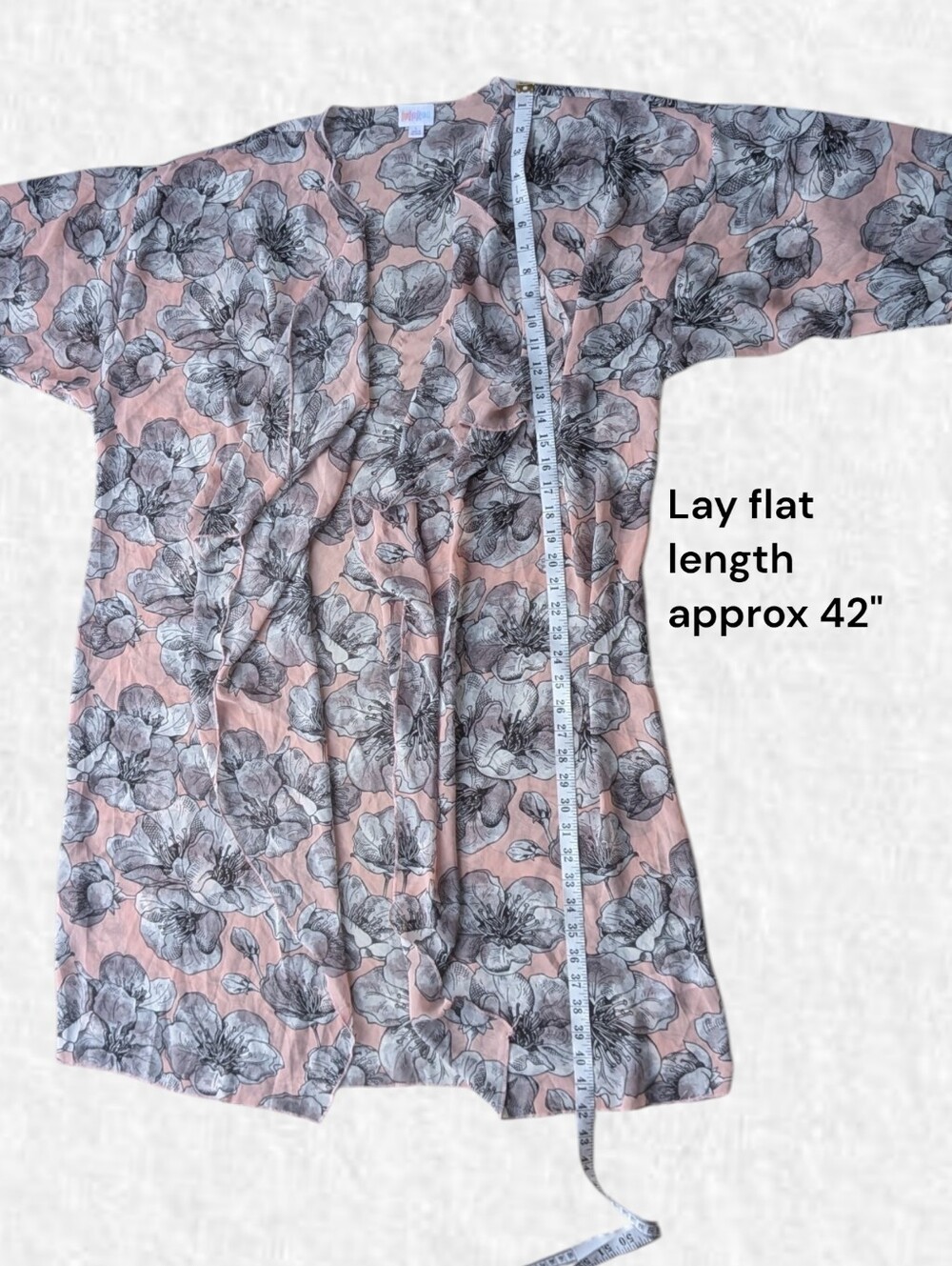 Lularoe Women's Size Fit L - 2x Open Front Kimono Duster: Soft Pink Floral - Picture 5 of 5